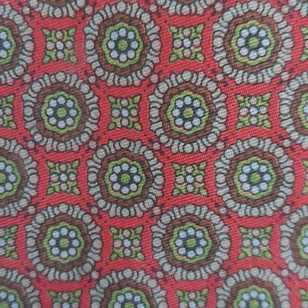 ALAN FLUSSER SILK TIE EXTRA LONG RED GEOMETRIC